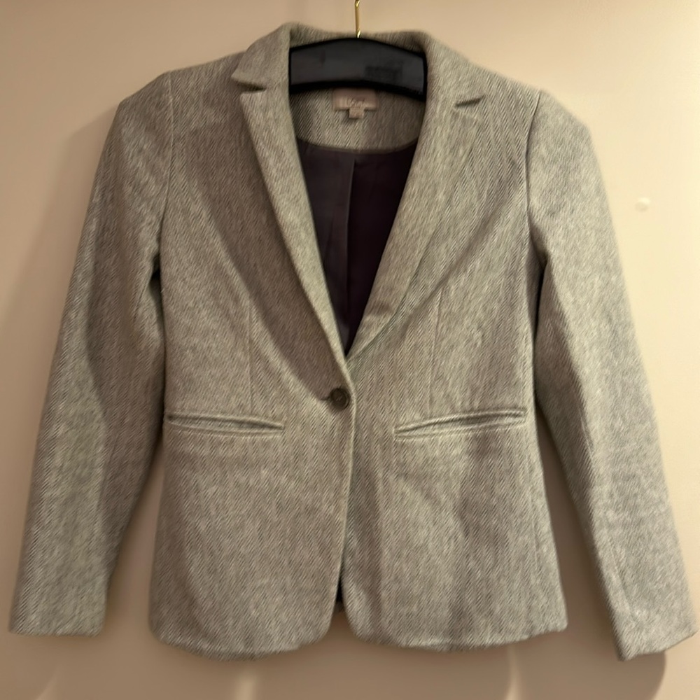 Light Grey LOFT Blazer with Faux Suede Elbow Patches